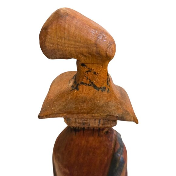 Cowboy Hillbilly Statue Hand Carved Wooden Folk Art Sculpture 11 Inch Vintage - Picture 11 of 16